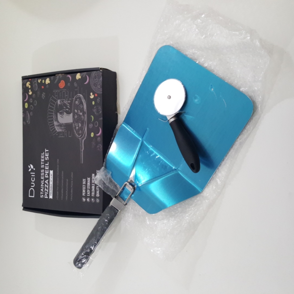 New! Stainless Steel Pizza Peel Set (Open Box)